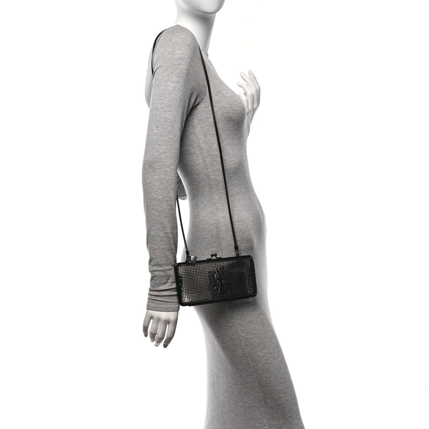 Brass Lambskin Monogram Cassandre Cage Bag Black