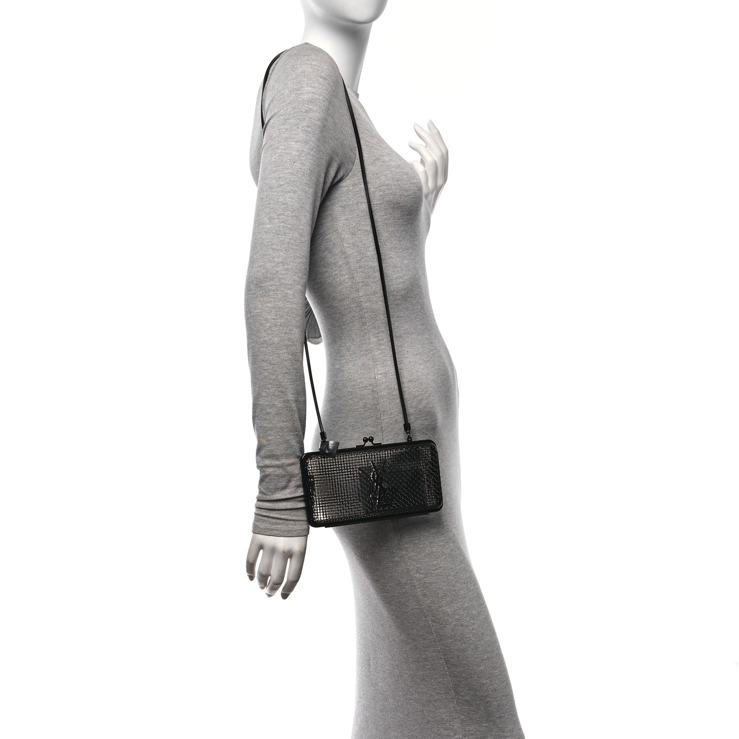 Saint Laurent Brass Lambskin Monogram Cassandre Cage Bag Black 2 of 10