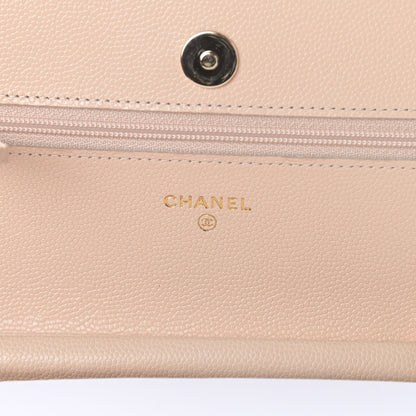 Chanel Caviar Quilted Coco Candy Wallet On Chain WOC Beige 6 of 12