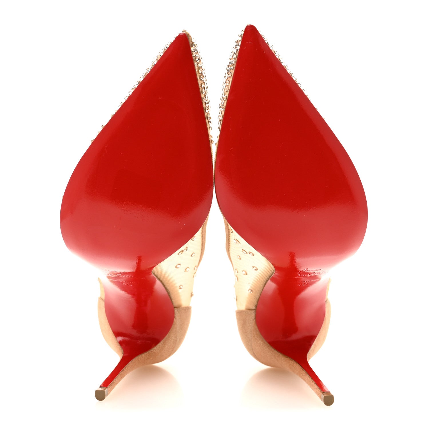 Christian Louboutin Suede Lame Crystal Strass Follies 100 Pumps 40 Light Silk 6 of 9