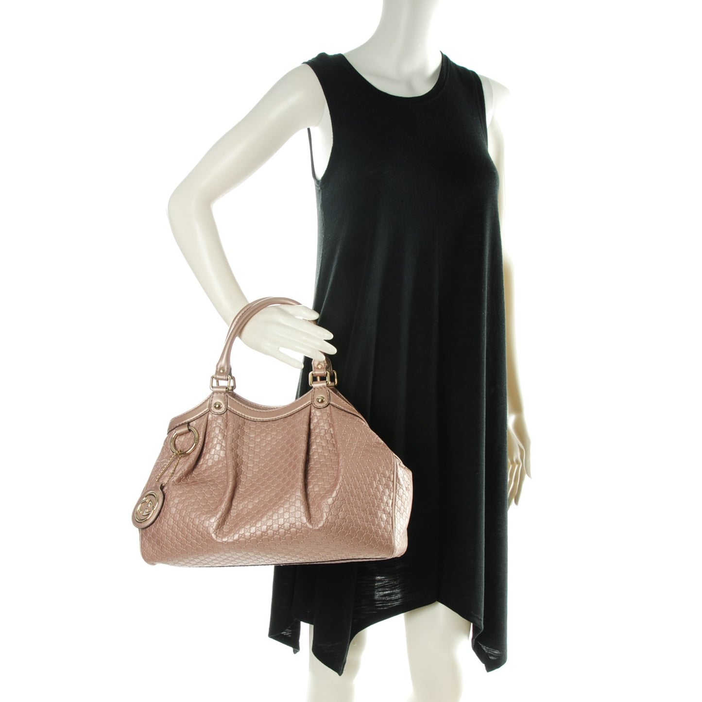 Metallic Microguccissima Medium Sukey Tote Dark Cipria