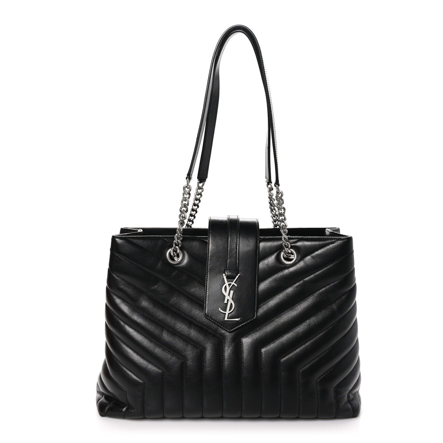 Saint Laurent Calfskin Y Quilted Monogram Large Loulou Shopper Black 1 of 10