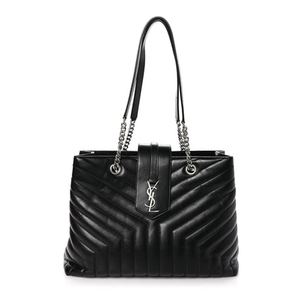 Saint Laurent Calfskin Y Quilted Monogram Large Loulou Shopper Black 1 of 10