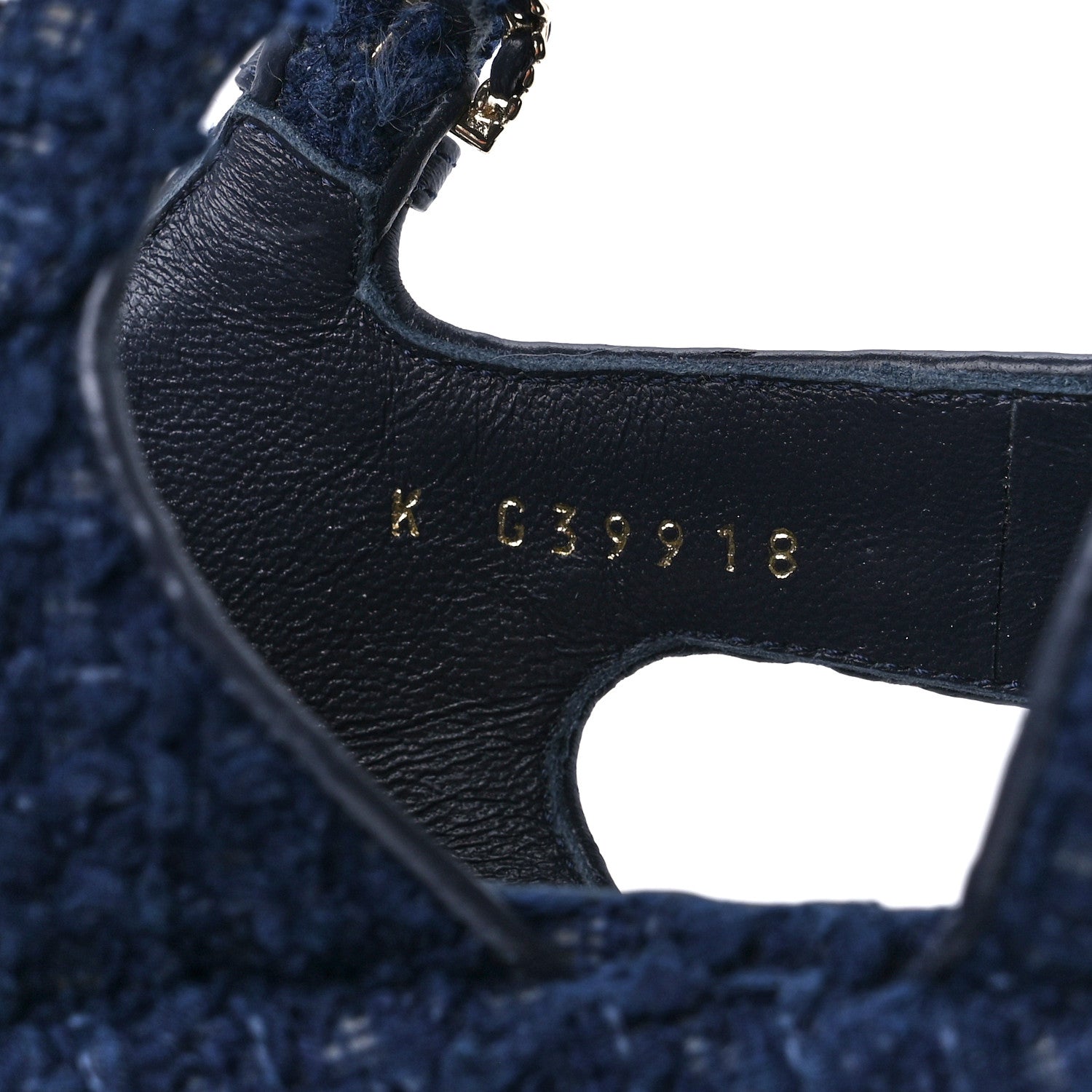 Chanel Silk Linen Tweed Quilted CC Platform Sandals 37 Navy Blue Gray 8 of 9