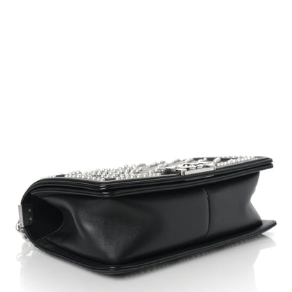 Chanel Calfskin Pearl Chevron Medium Boy Flap Black 4 of 10