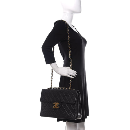 Chanel Lambskin Quilted XL Jumbo Single Flap Black 2 of 11