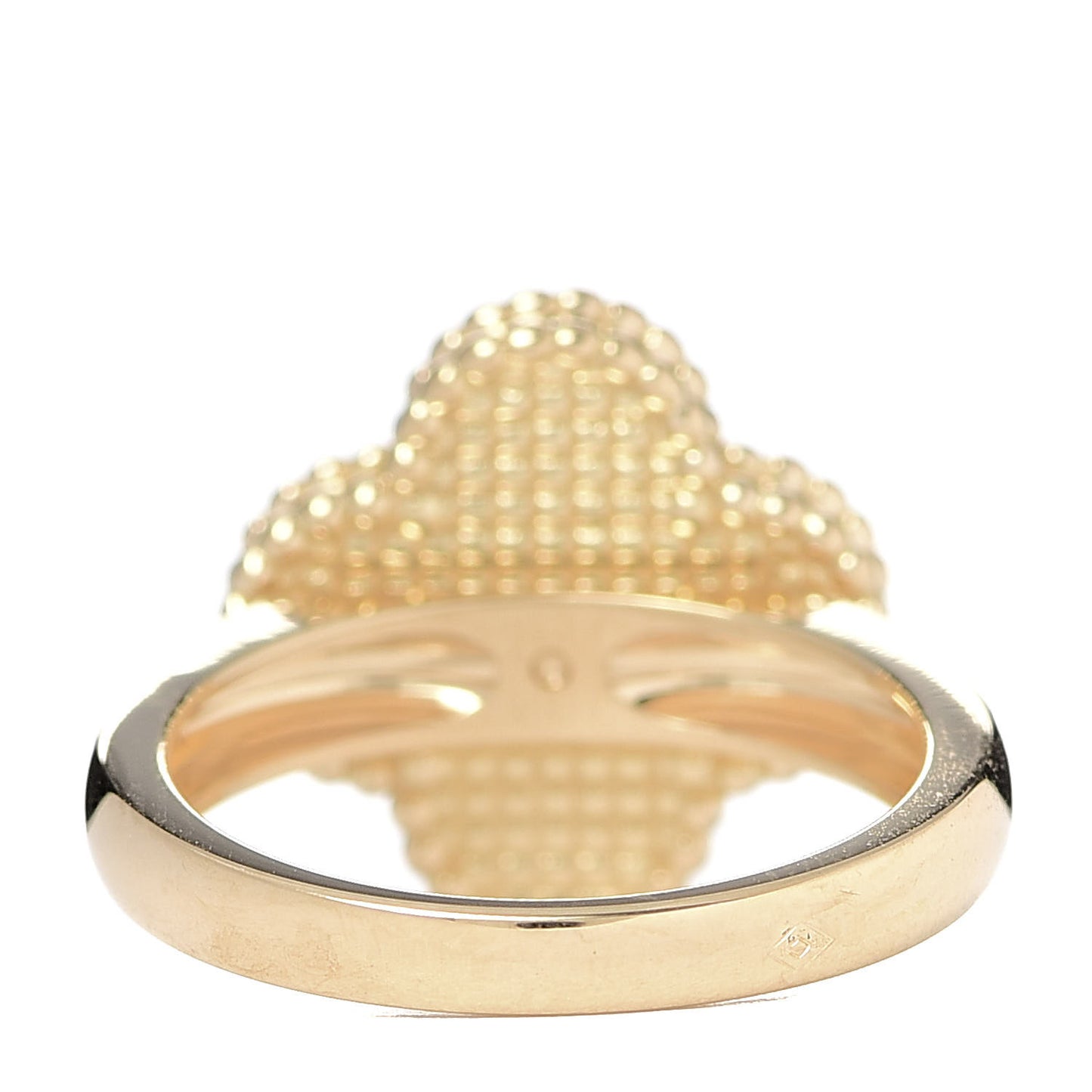 18K Yellow Gold Diamond Carnelian Vintage Alhambra Ring 51 5.75