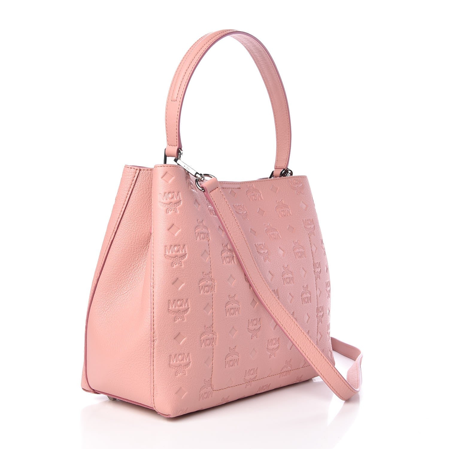MCM Calfskin Ottomar Monogram Sarah Medium Hobo Pink Blush 3 of 6