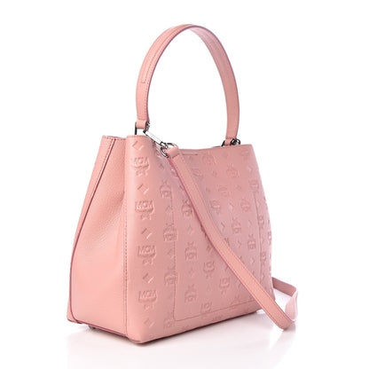 MCM Calfskin Ottomar Monogram Sarah Medium Hobo Pink Blush 3 of 6