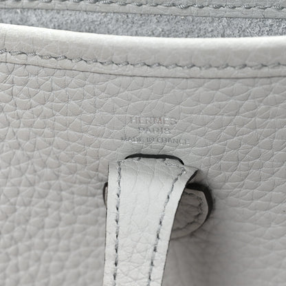Hermes Taurillon Clemence Amazone Evelyne Short Strap TPM Bleu Pale Gris Etain 6 of 11