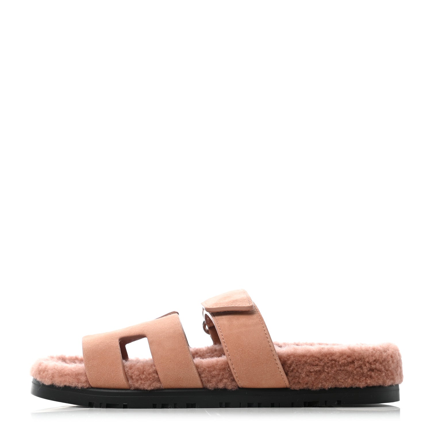 Hermes Suede Goatskin Woolskin Womens Chypre Sandals 36 Rose Aube 1 of 6