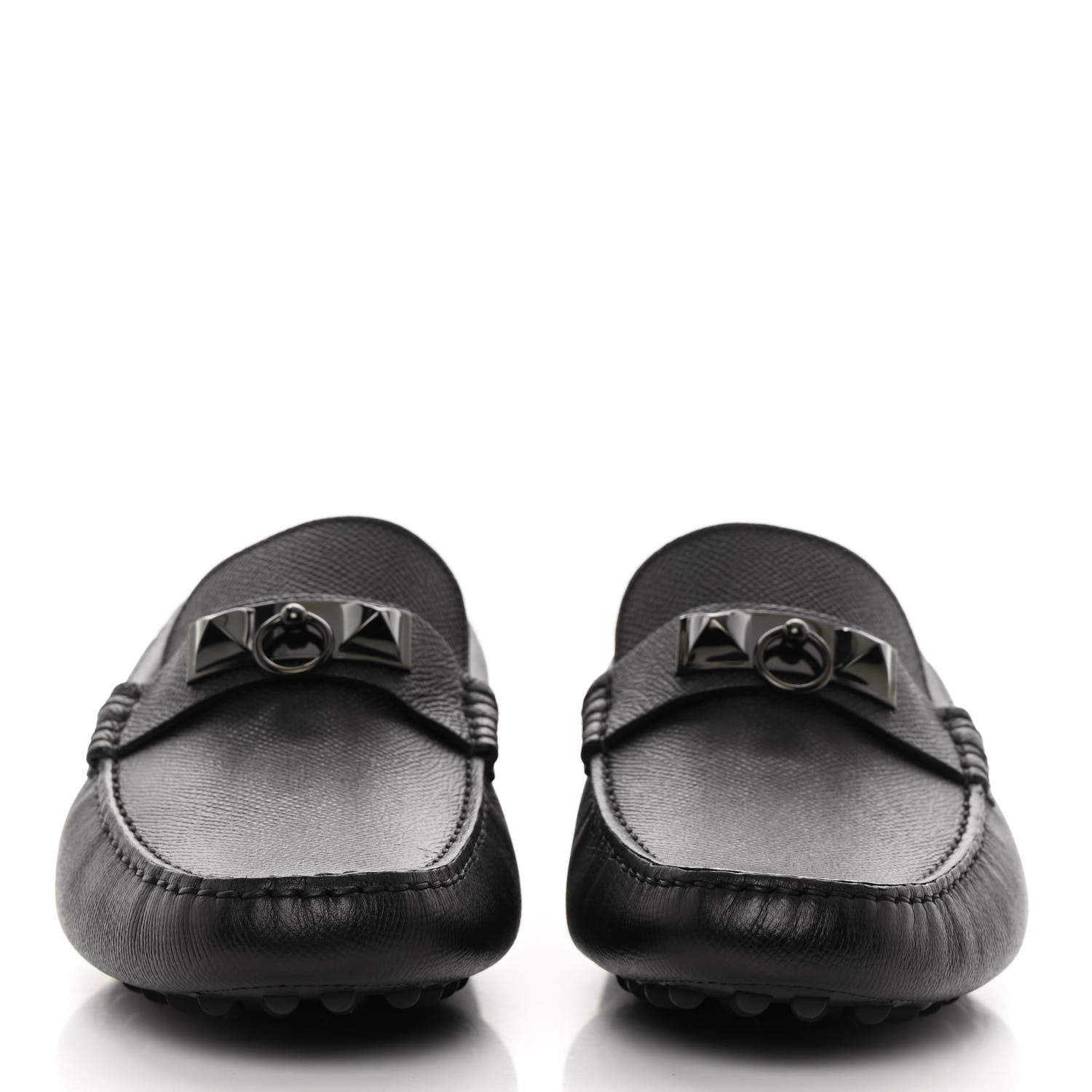 Hermes Epsom Mens Irving Driving Moccasin Loafers 41 Black 2 of 9