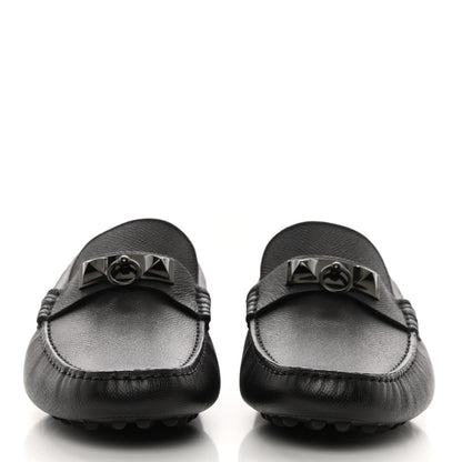 Hermes Epsom Mens Irving Driving Moccasin Loafers 41 Black 2 of 9