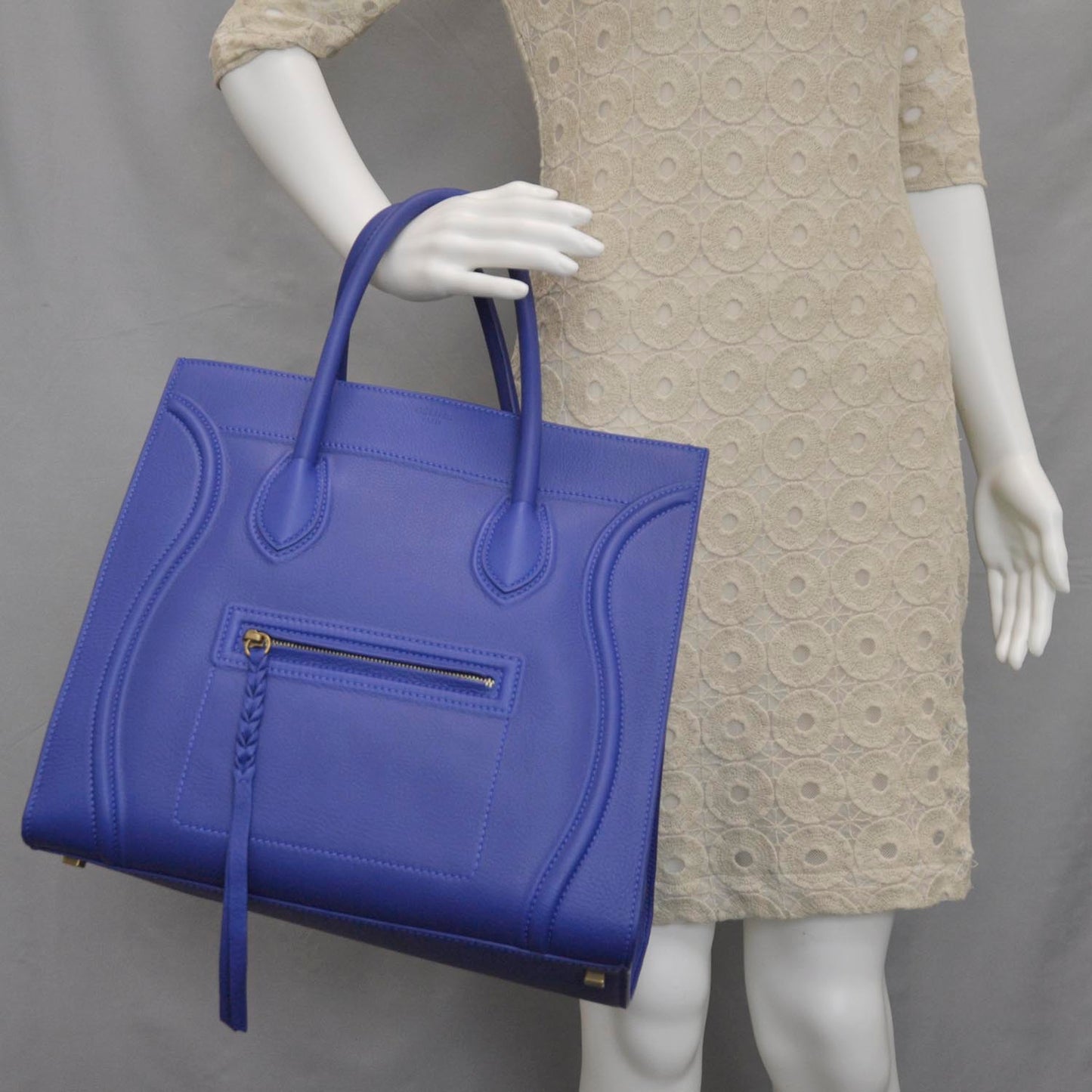 Smooth Calfskin Large Phantom Luggage Royal Blue