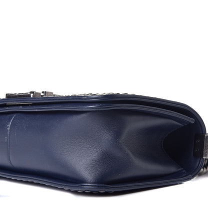 Chanel Calfskin Quilted Studded Medium Boy Flap Navy 10 of 10