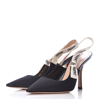 Christian Dior Technical Canvas Ribbon J'Adior Slingback 100mm Pumps 39.5 Black 3 of 15