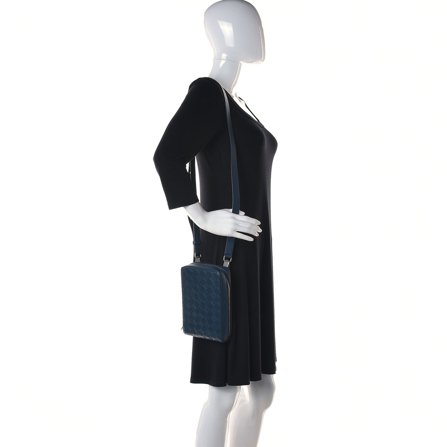Nappa Intrecciato Crossbody Bag Navy