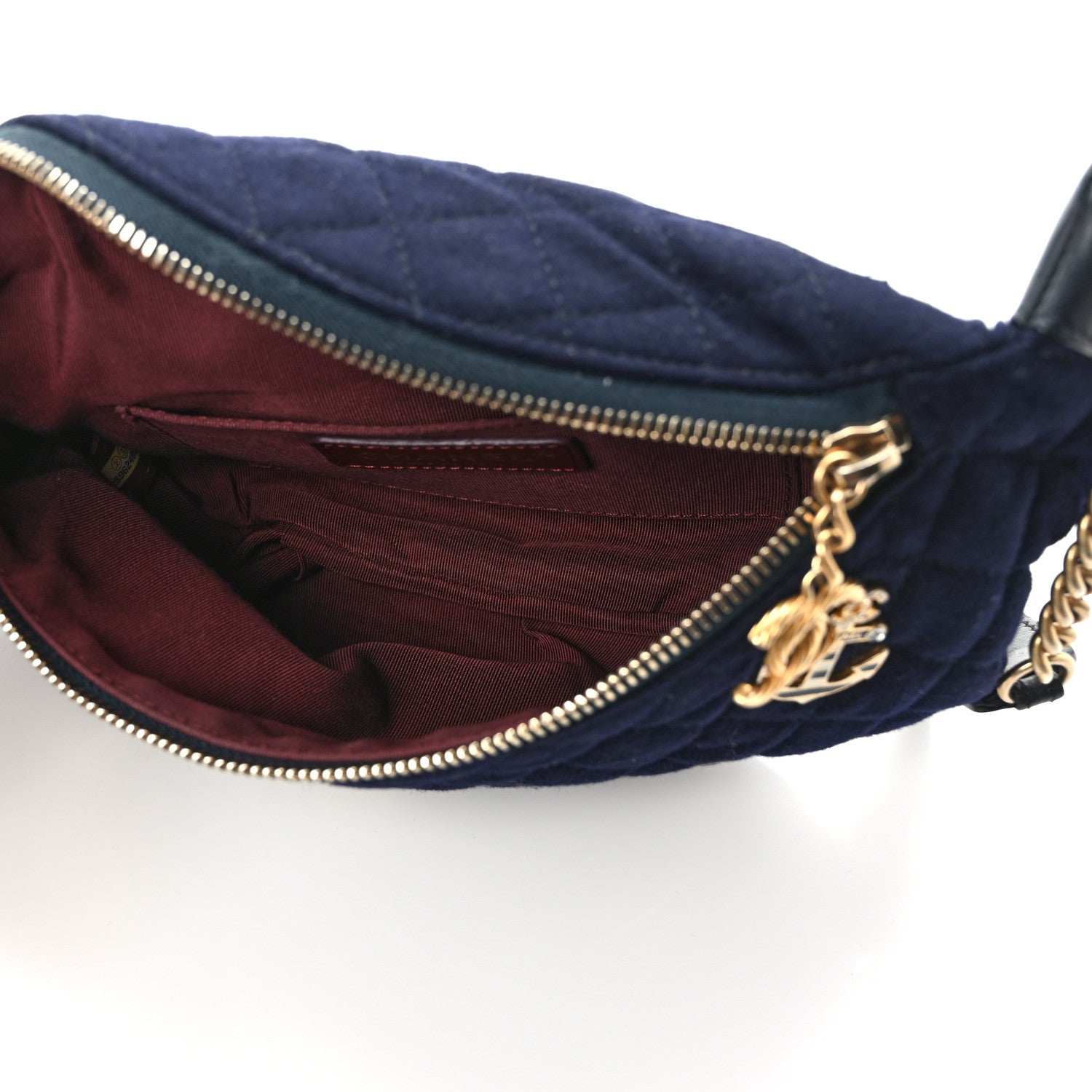 Chanel Wool Lambskin Quilted Paris Hamburg Charms Waist Bag Dark Navy 5 of 9