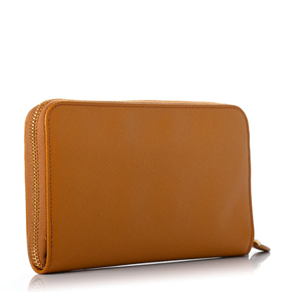 Prada Saffiano Metal Zip Around Wallet Ocra 3 of 6