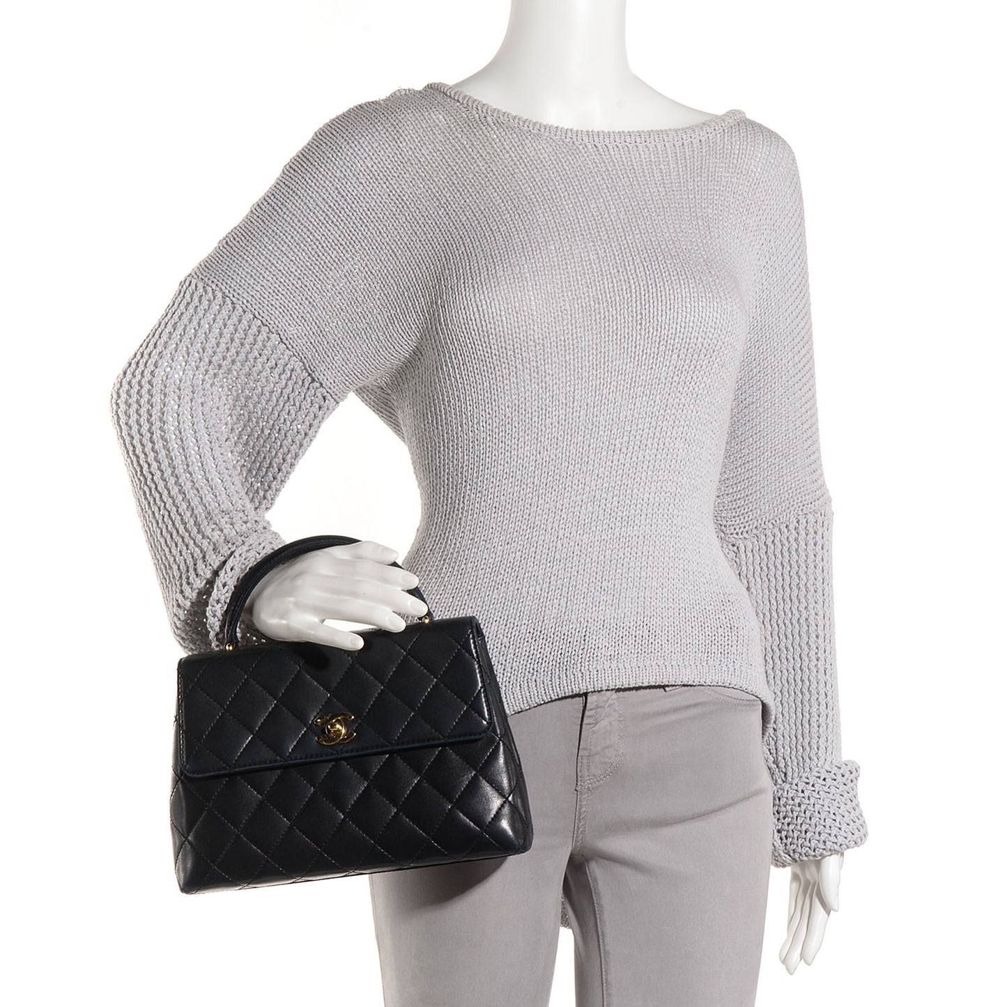 Lambskin Quilted Medium Kelly Flap Bag Black