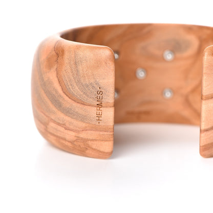 Hermes Olive Wood Medor Cuff Bracelet M 4 of 6