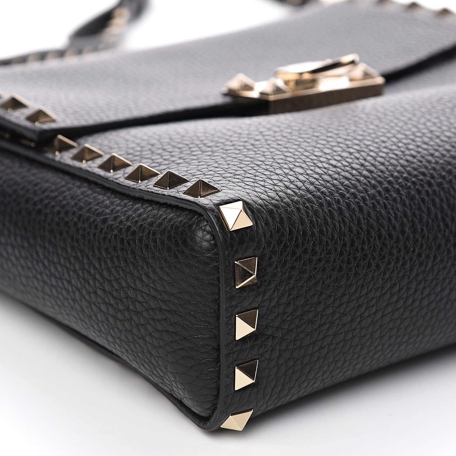 Valentino Garavani Pebbled Calfskin Rockstud Flip Lock Flap Messenger Black 6 of 8
