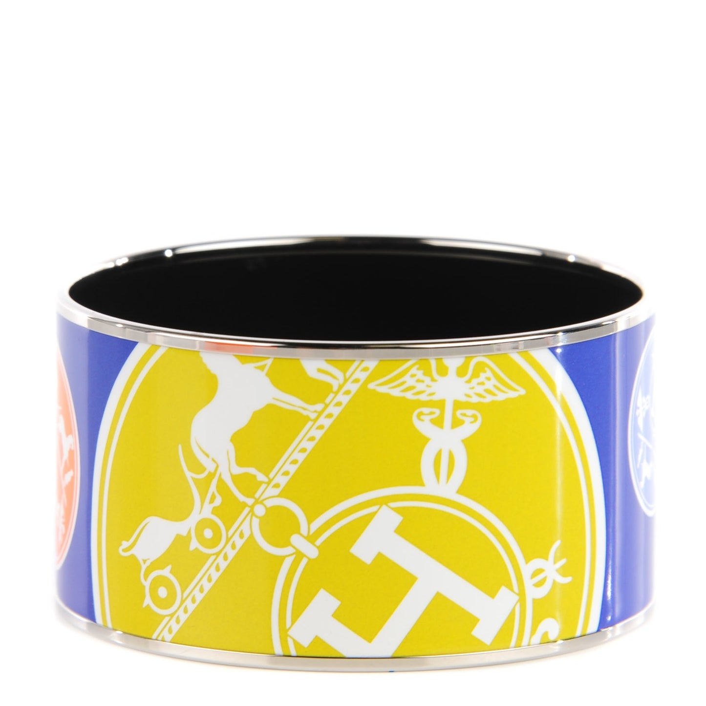 Enamel Printed Ex Libris Extra Wide Bracelet 70 Bleu Green