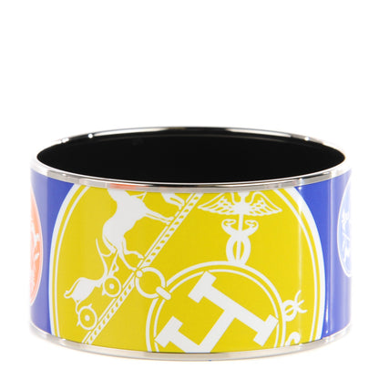 Hermes Enamel Printed Ex Libris Extra Wide Bracelet 70 Bleu Green 1 of 6