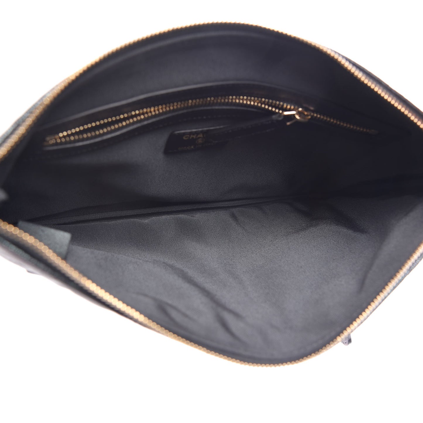 Iridescent Caviar Medium Night by the C Pouch Clutch Black