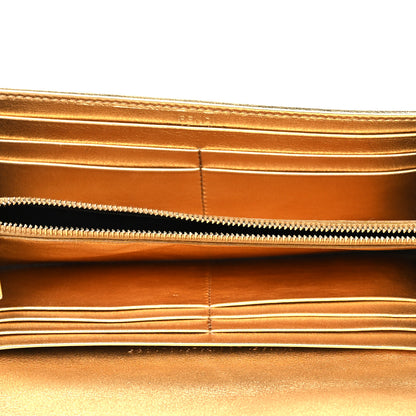 Fendi Vitello Catalan Mirror FF 1974 Embossed Continental Wallet Gold 5 of 10