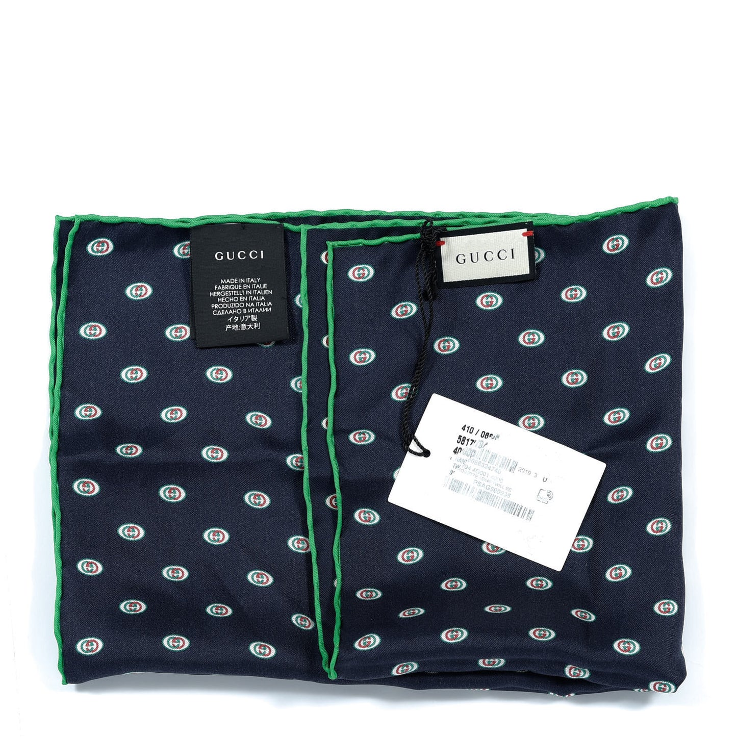 Silk Twill Interlocking G Pocket Square Scarf Navy