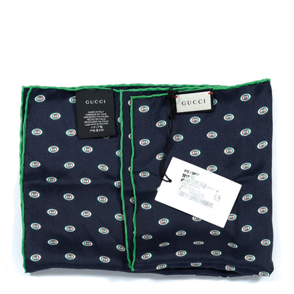 Gucci Silk Twill Interlocking G Pocket Square Scarf Navy 3 of 3