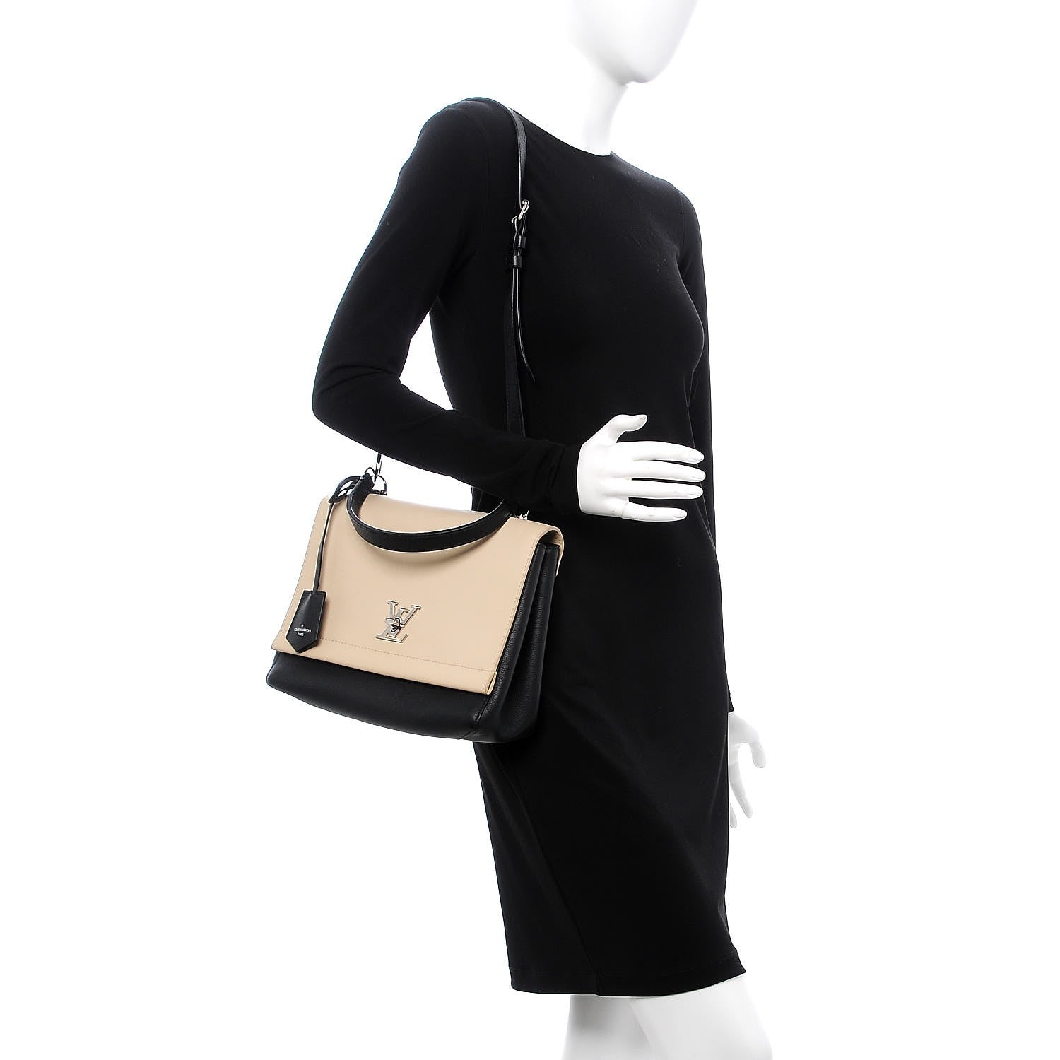 Louis Vuitton Soft Calfskin Lockme II Top Handle Vanille Black 2 of 7