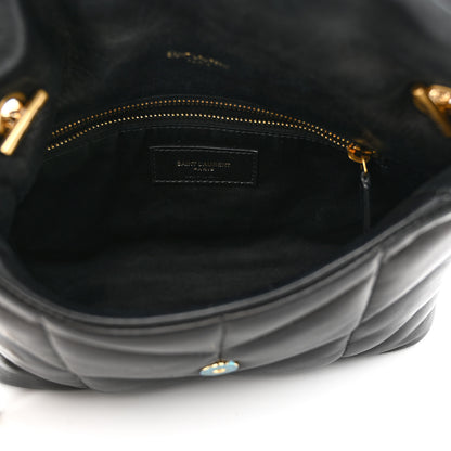 Saint Laurent Lambskin Quilted Toy Loulou Puffer Monogram Chain Satchel Black 5 of 11