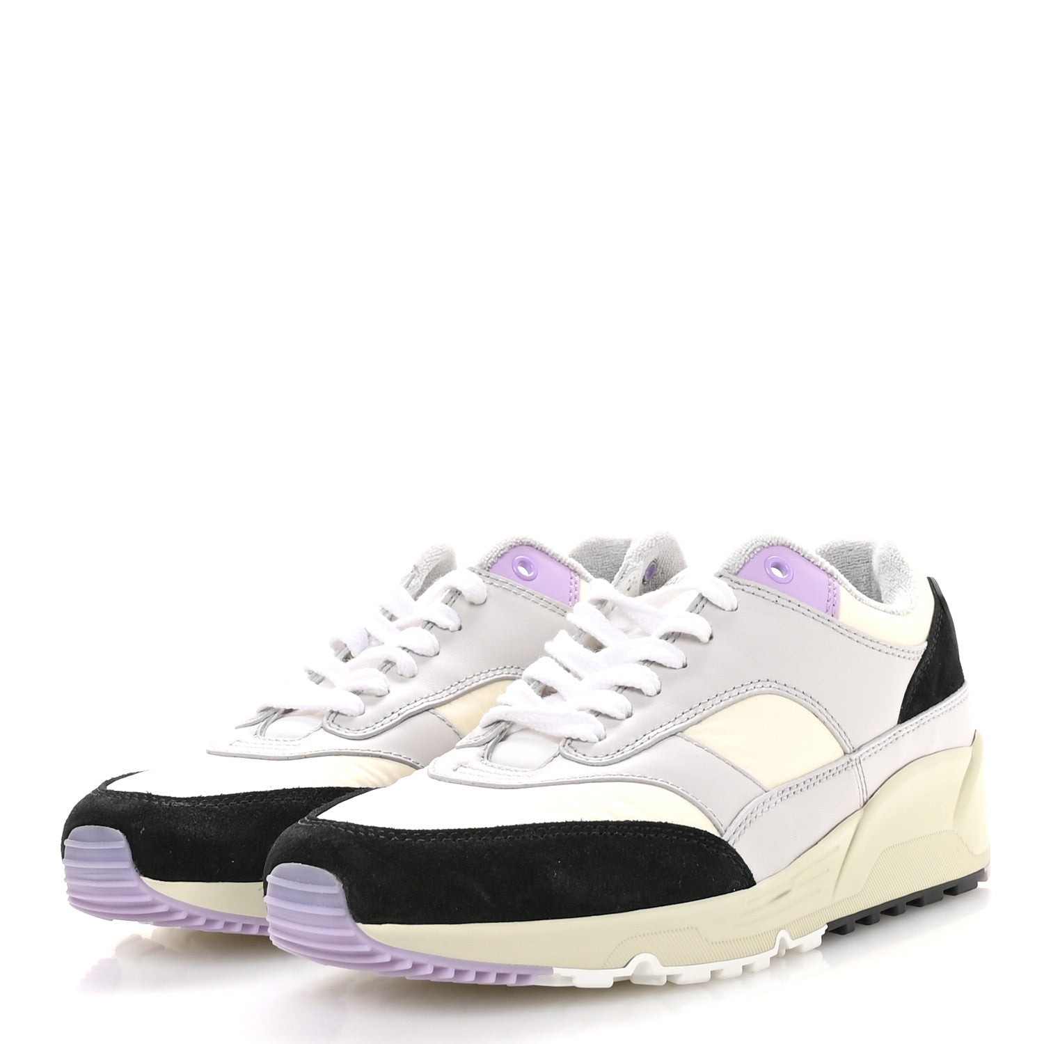 Saint Laurent Nylon Calfskin Suede Mens Bump Low Top Sneakers 42 White Air Grey Black Lavender 4 of 8