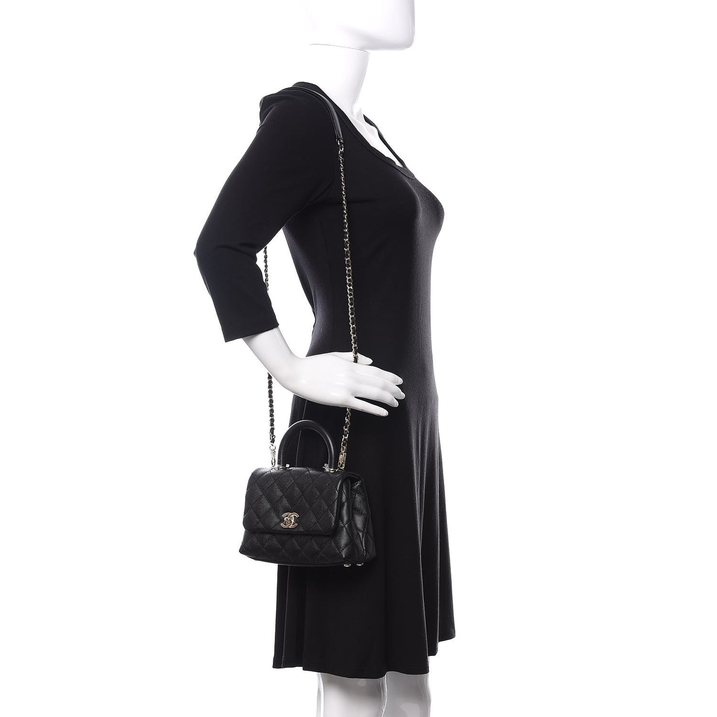 Caviar Quilted Extra Mini Coco Handle Flap Black