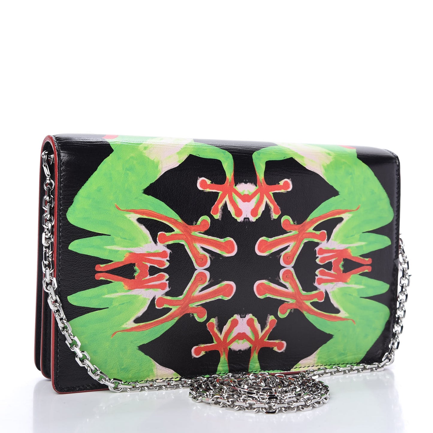 X CHRIS MARTIN Calfskin Wallet On Chain WOC Black Multicolor