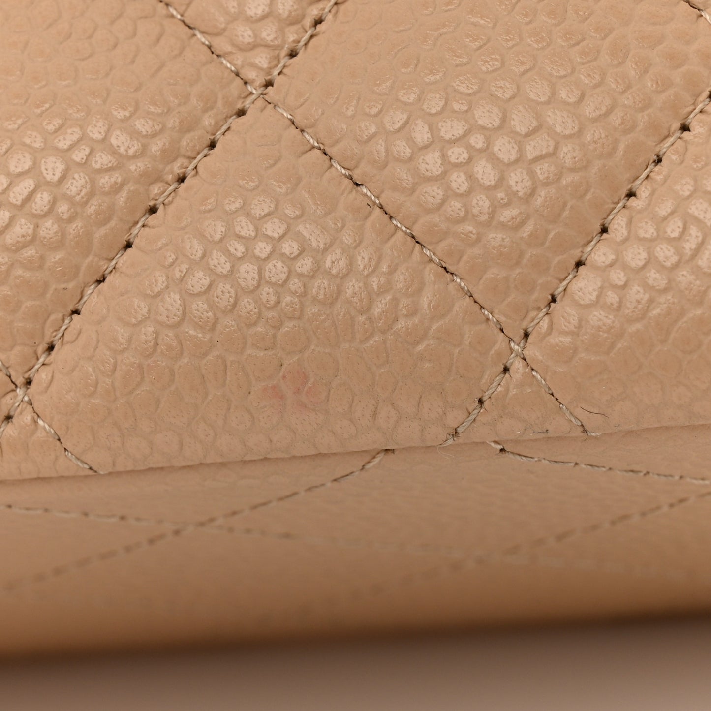 Caviar Quilted Medium Double Flap Beige