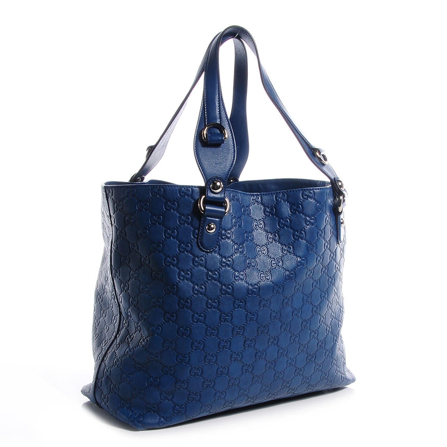 Gucci Guccissima Medium Icon Bit Tote Blue 3 of 7