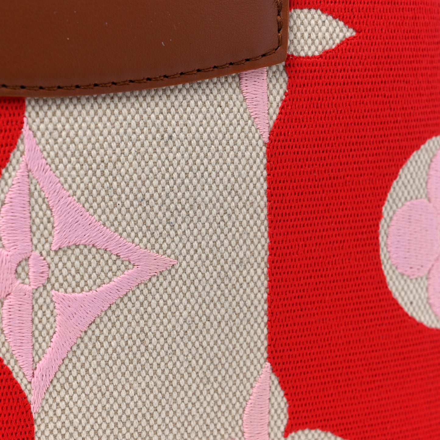 Canvas Calfskin Embroidered Braided Monogram Capucines BB Red