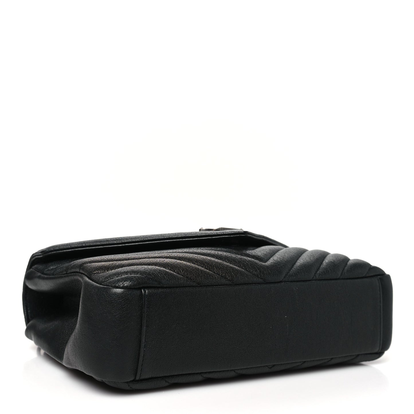 Sheepskin Matelasse Chevron Monogram Medium College Bag Black