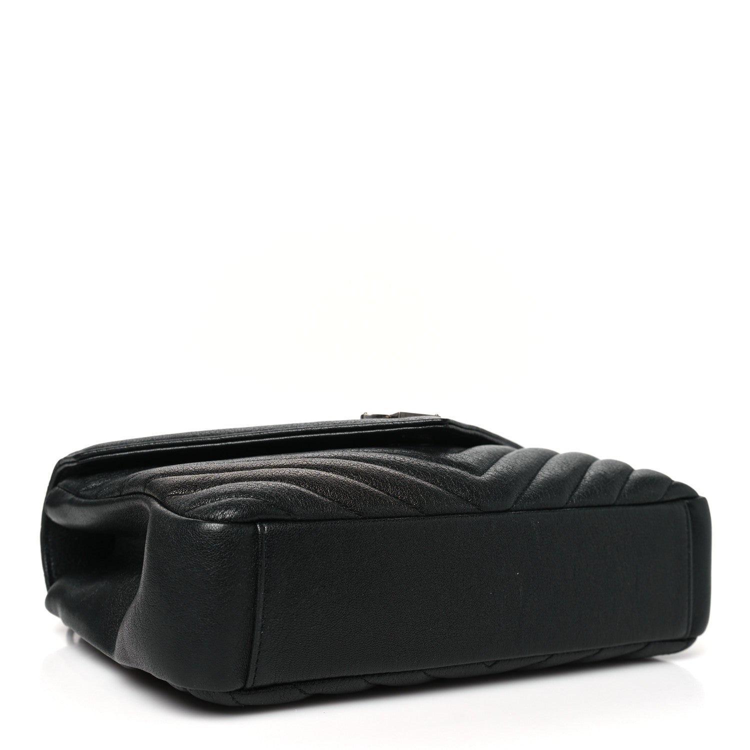 Saint Laurent Sheepskin Matelasse Chevron Monogram Medium College Bag Black 3 of 9