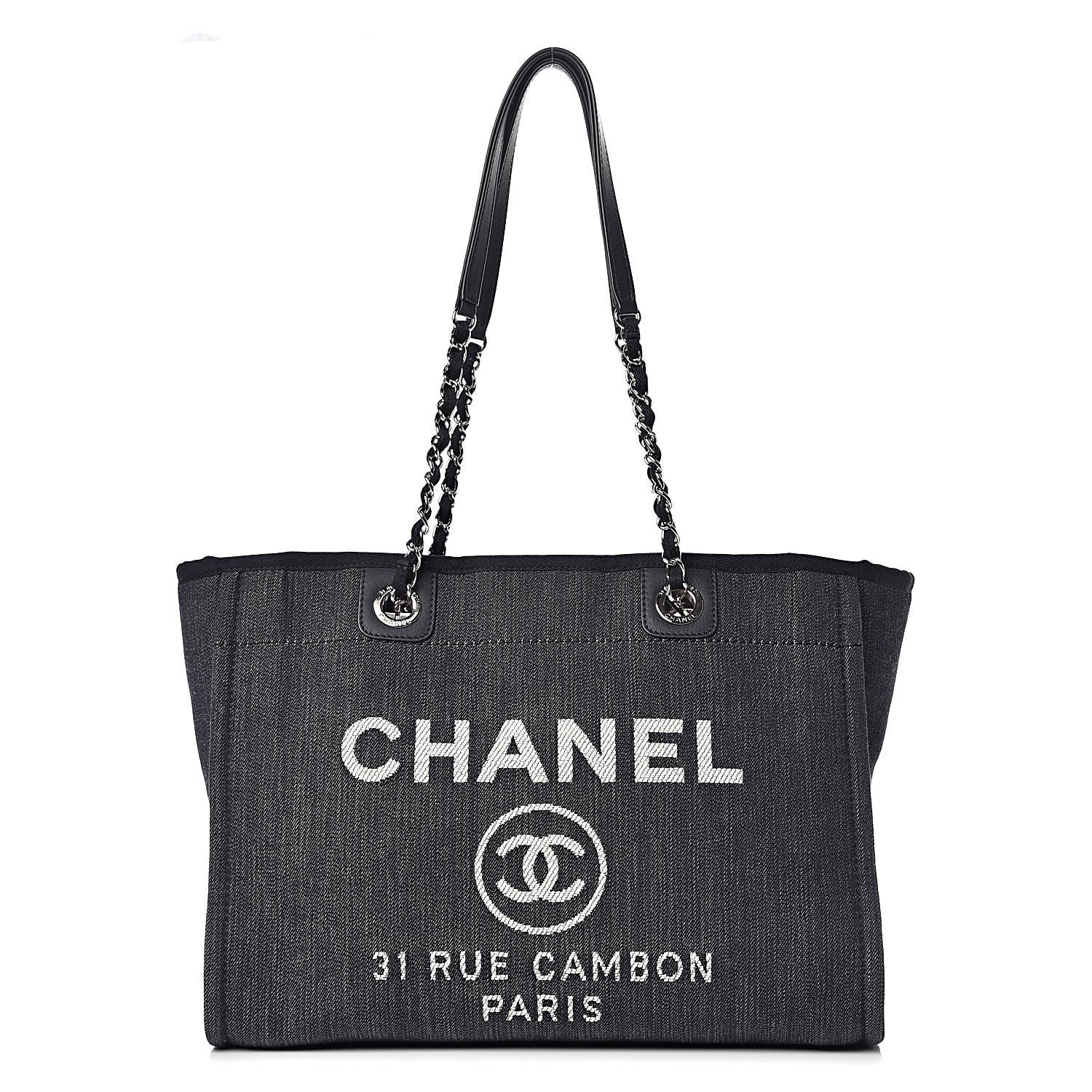 Chanel Denim Small Deauville Tote Dark Blue 1 of 10