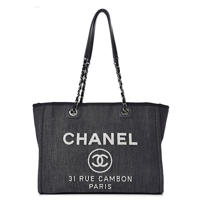 Chanel Denim Small Deauville Tote Dark Blue 1 of 10