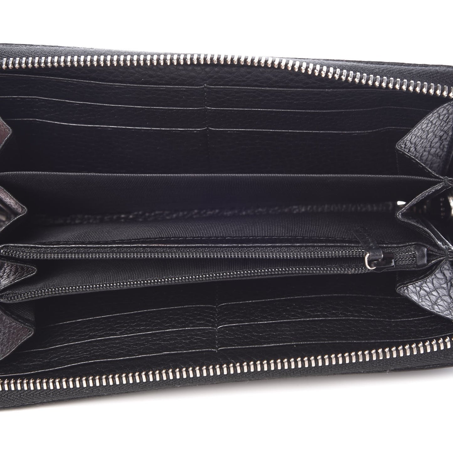 Pebbled Calfskin Studded Soho Zip Around Wallet Black