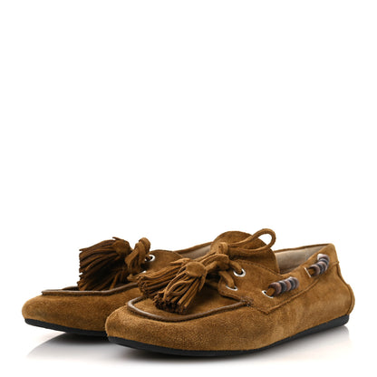 Miu Miu Suede Tassel Loafers 39 Olive Green 5 of 12