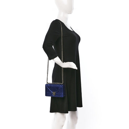 Christian Dior Metallic Snakeskin Small Diorama Flap Bag Blue 2 of 9