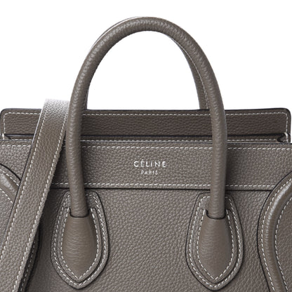 Celine Drummed Calfskin Nano Luggage Souris 12 of 12