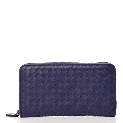 Bottega Veneta Nappa Intrecciato Zip Around Wallet Atlantic 1 of 8