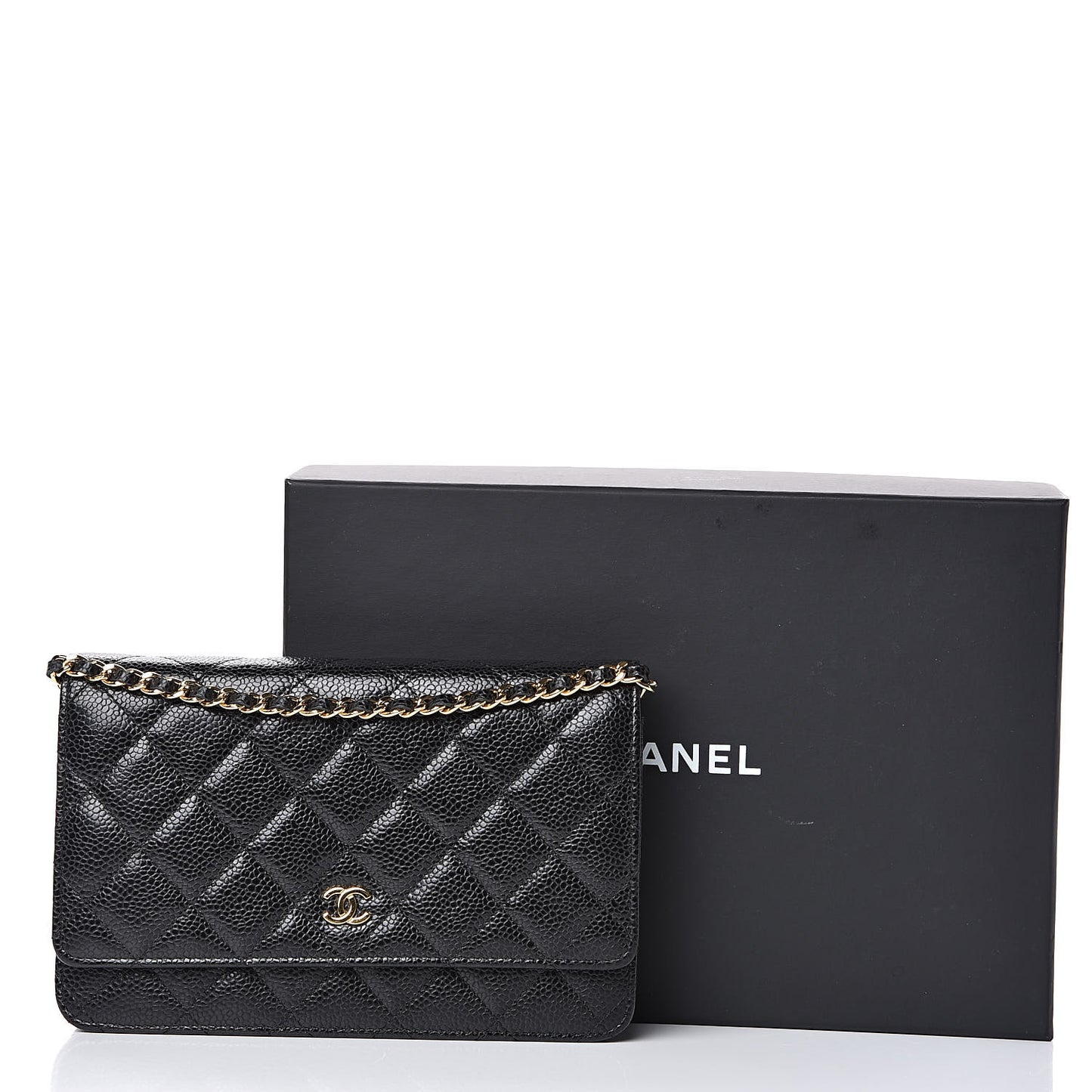 Caviar Quilted Wallet On Chain WOC Black